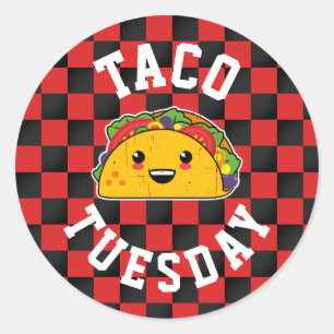 Tacho tisdag! Yummy Kawaii Taco Mock Athletic Runt Klistermärke