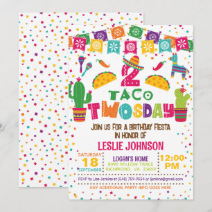 Tacho TWO Sday 2 Birthday bjudande - vit Inbjudningar