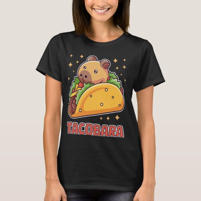 Tachobara Funny Capybara Tacos Teczana T Shirt (Framsida)