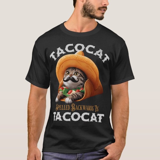 Tachocat, som är uppskrivet bakåt, är Tacocat, mex T Shirt (Framsida)