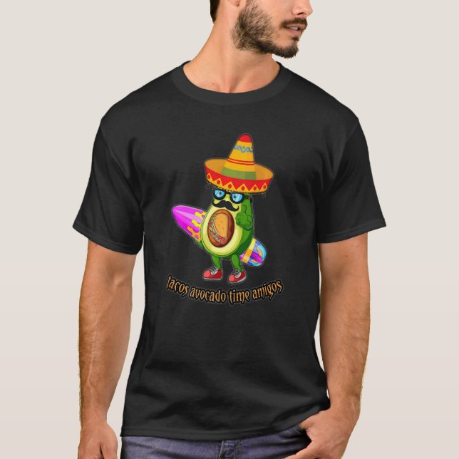 Tachos avocado time amigos sommar solskidåkning t shirt (Framsida)