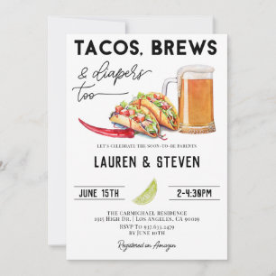 Tachos Brews Diaper for Baby Shower Inbjudningar