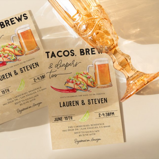 Tachos Brews Diaper for Baby Shower Inbjudningar (Skapare uppladdad)