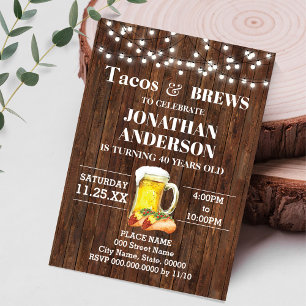 Tachos & Brews Vuxnor Western födelsedag Inbjudningar
