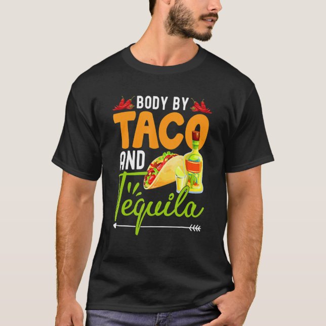 Tachos och Tequila Mexican Cinco de M. T Shirt (Framsida)