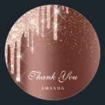 Tack 16:e Möhippan Ro Guld Drips Brown Runt Klistermärke<br><div class="desc">FlorenceK-design</div>