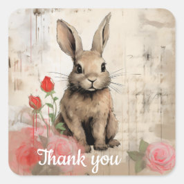 Tack 16 fyrkantigt klistermärke