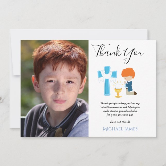TACK 1:a GEMENSAMMA PHOTO Card BOY RED HAIR Kort (Framsida)