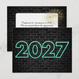 Tack 2027Nyårs Neonskylt Vykort