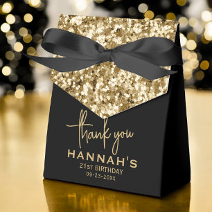 Tack 21:a födelsedag Guld Glitter Monogram Presentaskar