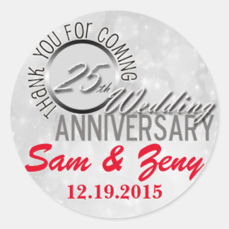 Tack 25:e Bröllop-årsdagen - favoritmärke Runt Klistermärke