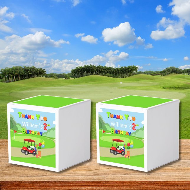 Tack 2-års födelsedag Röd golfkärra Pojke Presentaskar (Skapare uppladdad)