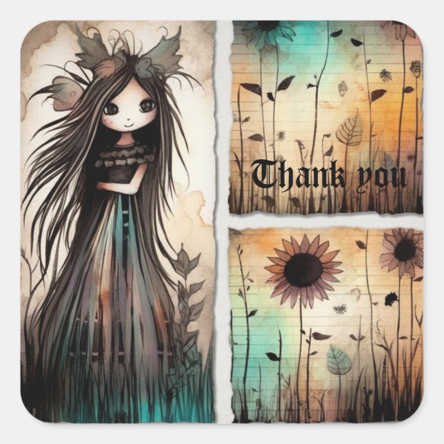 Tack 2 fyrkantigt klistermärke (Framsida)