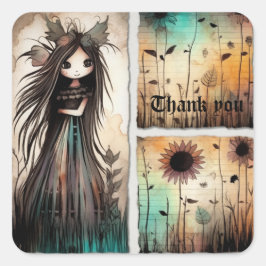 Tack 2 fyrkantigt klistermärke