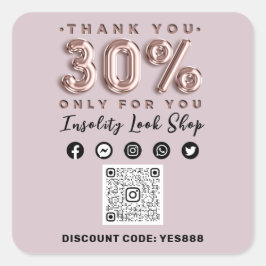 Tack 30 % rabatt på QR CODE-Logotypen Rosa ros Fyrkantigt Klistermärke