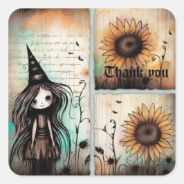 Tack 3 fyrkantigt klistermärke