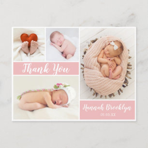 Tack 4 Fotokollage Birth Meddelande Vykort