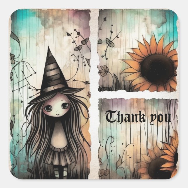 Tack 4 fyrkantigt klistermärke (Framsida)