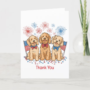 Tack 4 juli Goldendoodle Hundar Fireworks Kort