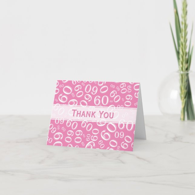 Tack 60:e födelsedag Mönster Rosa/vit Kort (Framsida)