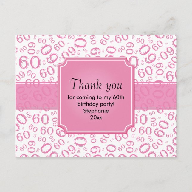 Tack 60 Slumpmässigt Nummer Mönster Rosa/Vit Vykort (Framsida)
