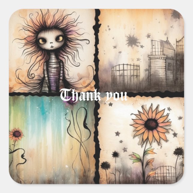 Tack 7 fyrkantigt klistermärke (Framsida)