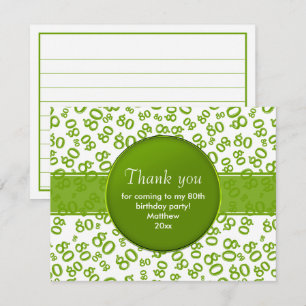 Tack: 80:e Grönten/Vita Bday Number Mönster