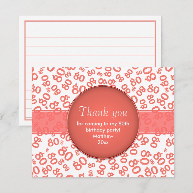 Tack: 80:e korall/vit slumptal Mönster (Fram/baksida)