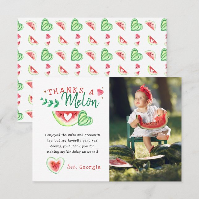 Tack A Melon | Vattenmelon Födelsedags tack Kort (Fram/baksida)
