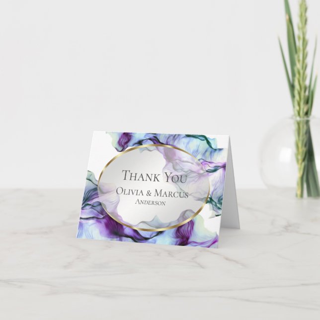 Tack | Abstrakt lila akvarellbläck Kort (Framsida)