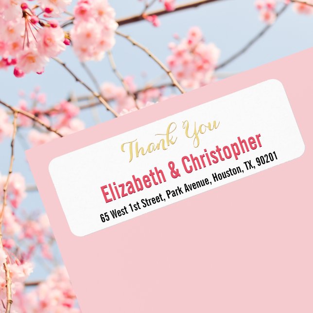 Tack-adressetikett för återlämnande till Personlig Returadress Etikett (Custom Wedding Thank You Return Address Label)