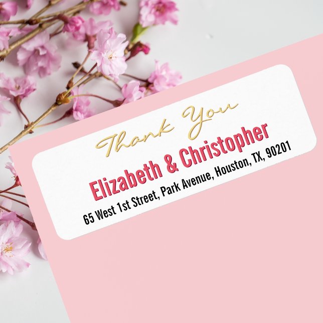 Tack-adressetikett för återlämnande till Personlig Returadress Etikett (Custom Wedding Thank You Return Address Label)