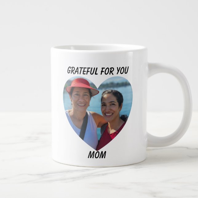 Tack Agradecida Bilingual Mors dag Heart Jumbo Mugg (Höger)