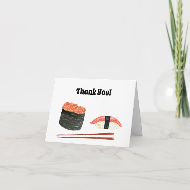 Tack! Akvarell Sushi Mat Tack Kort (Framsida)