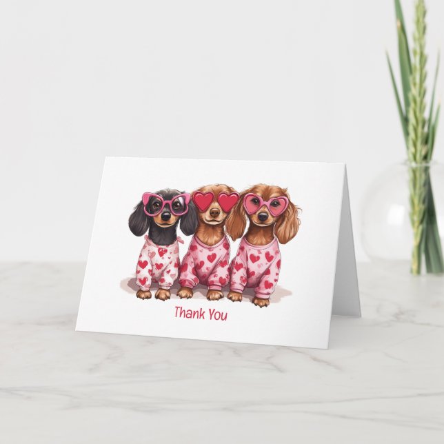Tack Alla Hjärtans Dag Dachshund Hundar Kort (Framsida)