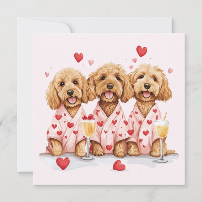 Tack Alla Hjärtans Dag Goldendoodle Hundar Kort (Framsida)