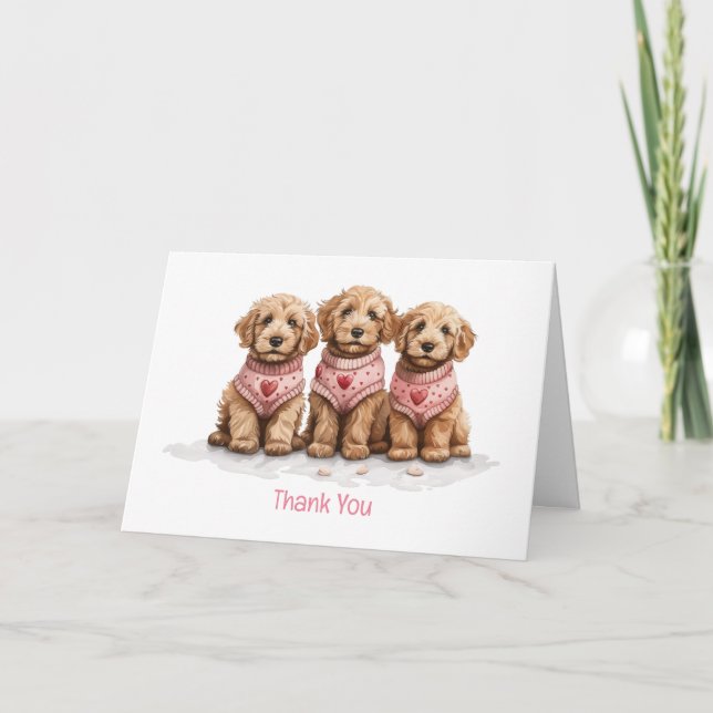 Tack Alla Hjärtans Dag Goldendoodle Hundar Kort (Framsida)
