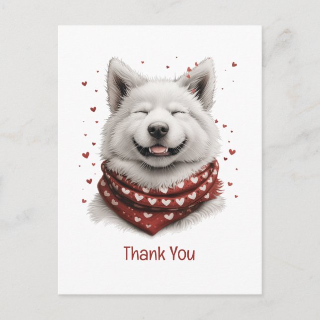 Tack Alla Hjärtans Dag Samoyed Hund Vykort (Framsida)