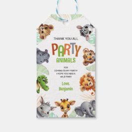 Tack Alla Party-djur Cute Safari Birthday Presentetikett