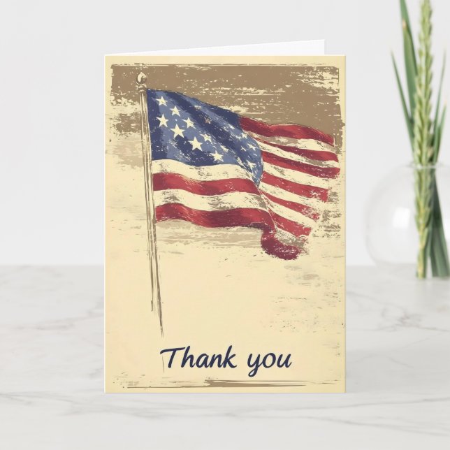 Tack American Flagga Helgkort (Framsida)