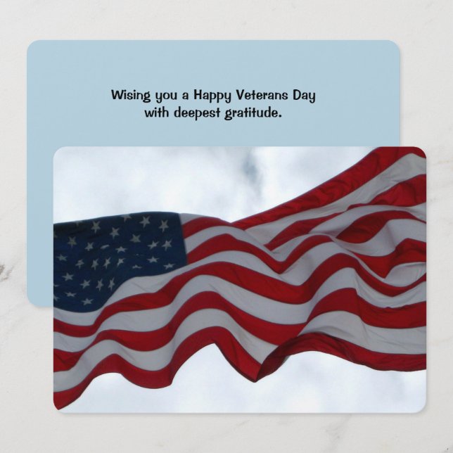 Tack American Flagga Veterans Day - platta kort (Fram/baksida)