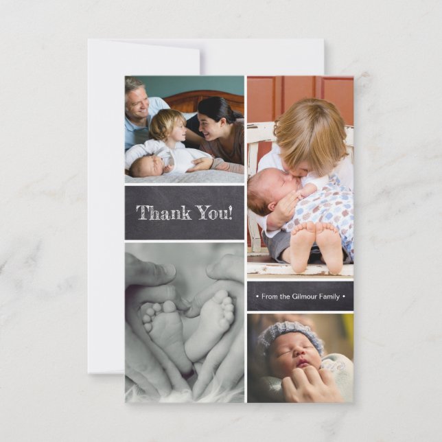 Tack, andra födelsetalet i baby tack kort (Framsida)