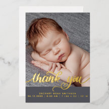 Tack Anpassningsbar Boy Birth Announcement Foil Ca