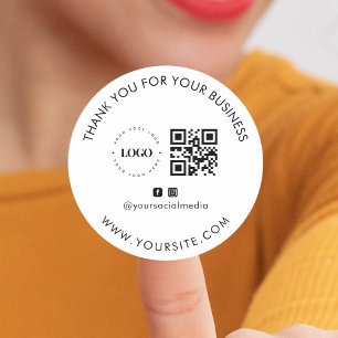 Tack Anpassningsbar Company Logotyp QR Code Social Runt Klistermärke