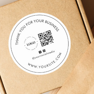 Tack Anpassningsbar Company Logotyp QR Code Social Runt Klistermärke