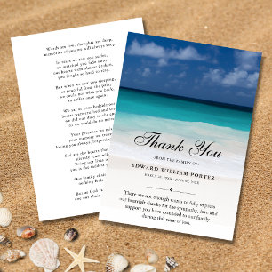 Tack Anpassningsbar Funeral Beach Sympathy Grief Kort