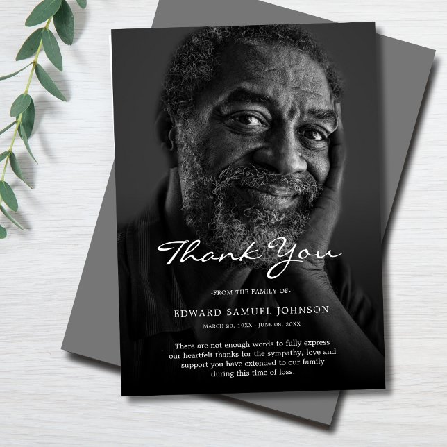 Tack Anpassningsbar Funeral Photo Sympathy Grief L Kort (Sympathy Thank You Custom Photo)