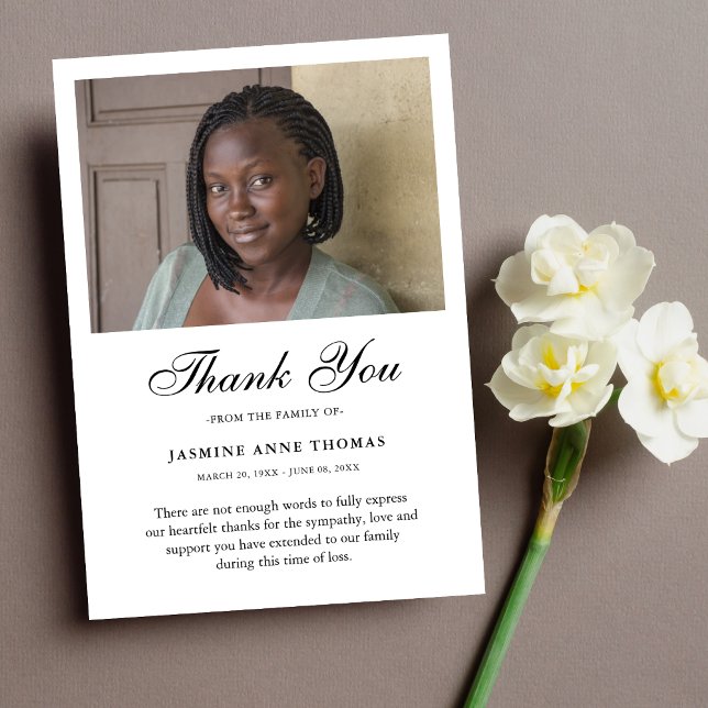 Tack Anpassningsbar Funeral Photo Sympathy Grief L Kort (Sympathy Thank You Card)