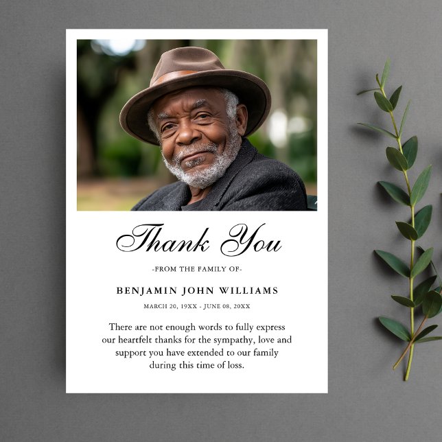 Tack Anpassningsbar Funeral Photo Sympathy Grief L Kort (Sympathy Thank You Card)