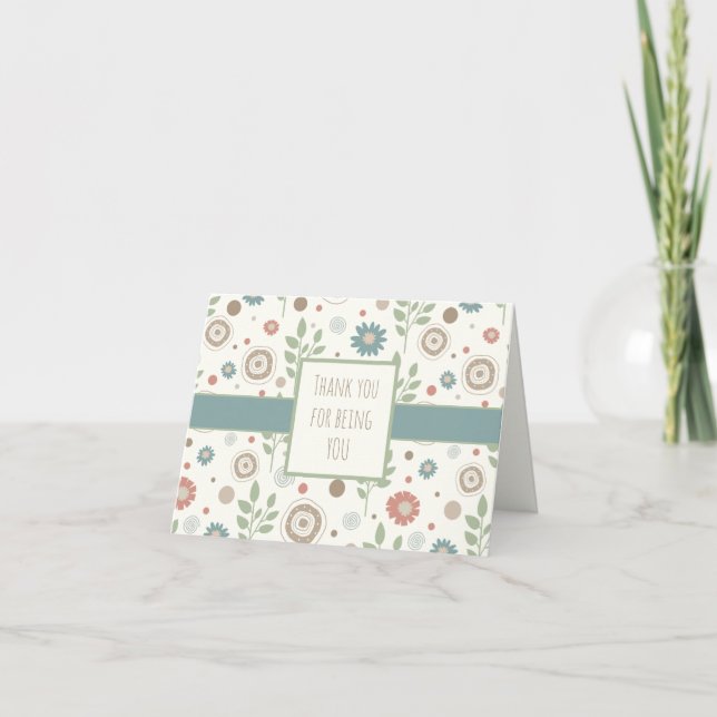 Tack Anpassningsbar Inspiritivity Blommigt Notecar Kort (Framsida)